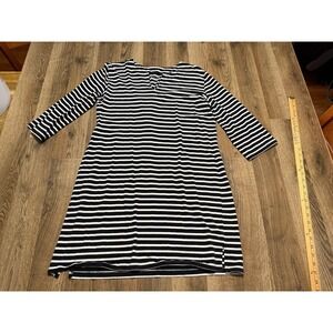 Coolibar Dress Women's Size Large Black White Striped Long Sleeve V-neck UPF 50+